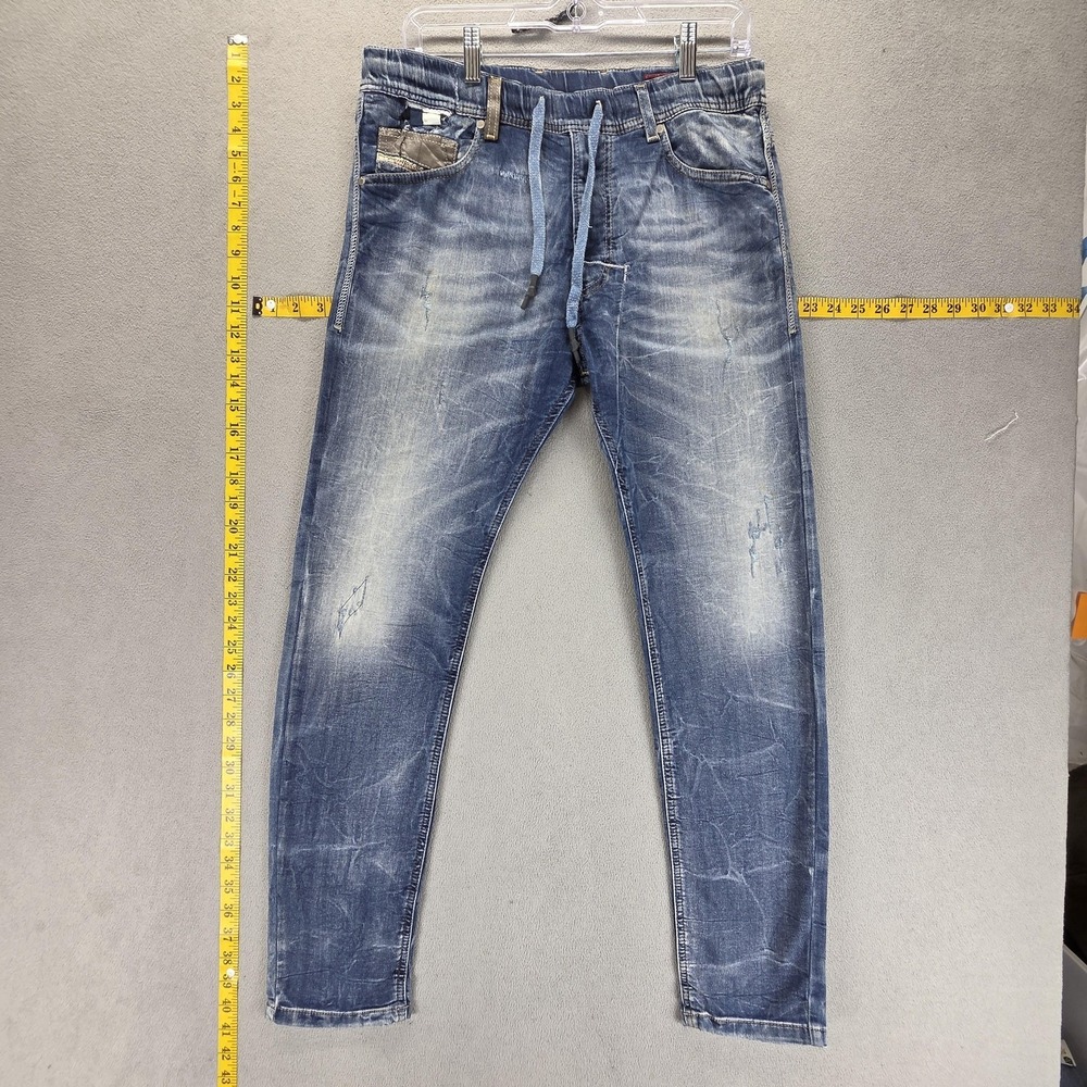 Diesel Jeans Mens 30x28 Blue Narrot-NE Jogg Joggers Elastic Whiskers Fades 0606D